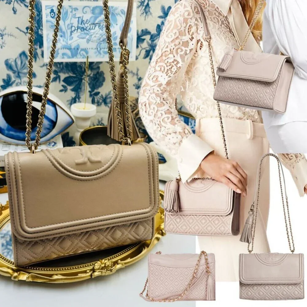🆕 TORY BURCH 🧿 NWOT Fleming Small Convertible Shoulder Bag, Beige In Bedrock